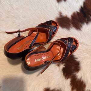 Sarah Chofakian | RARE ❤️ heart pattern strappy heels 💃 | sz 38 EU/ 36 BRA